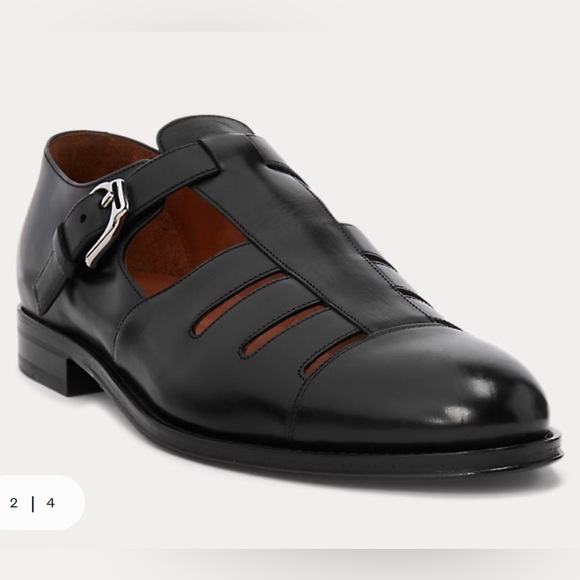 Ralph Lauren Men's Black Burnished Calfskin Fisherman Sandal-$895